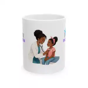 "Doctor 2" ceramic mug with "I Am Protection" message, perfect for medical professionals and support.